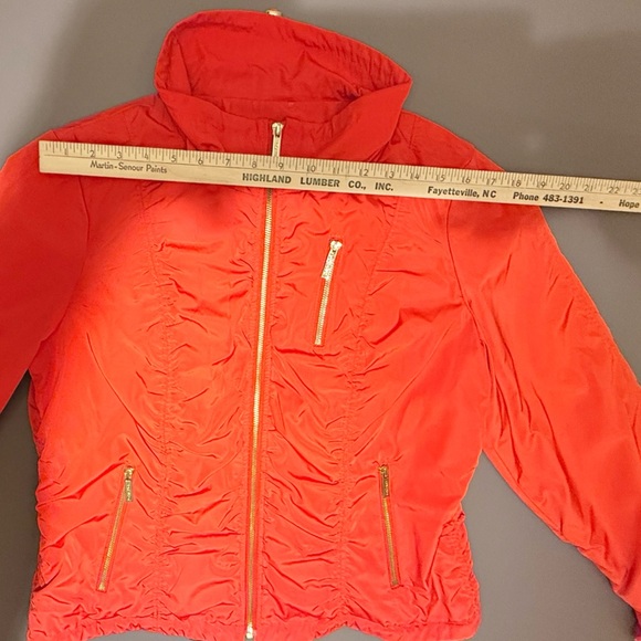 Calvin Klein Red/Orange Lightweight Bomber Jacket w/ Gold Hardware Large - Picture 9 of 10